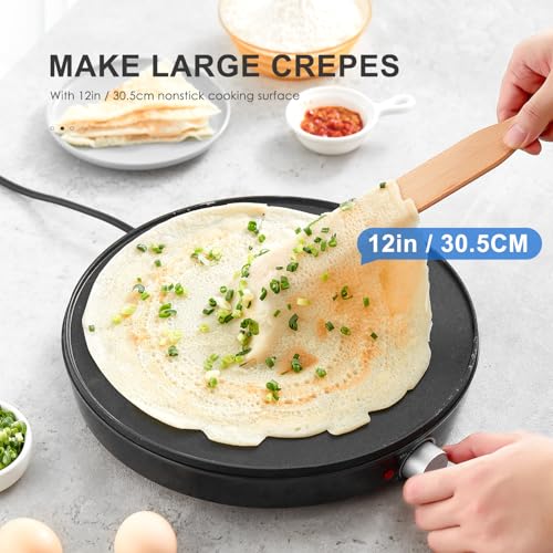 Yabano Crêpes maker, Ø 30 cm Retro Pancake Maker mit Wender und Teigverteiler, Crepes-Eisen für süße Crepes und herzhafte Galettes – Bild 3