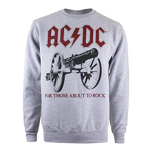 AC/DC Men's About to Rock Sweatshirt, Grey (Sport Grey Spo), S UK