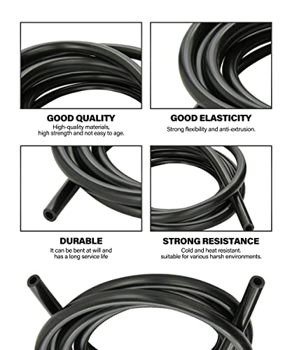 Flaconi 10FT/13FT Unterdruckschlauch, Silikon, Schwarz, Vakuumschlauch, 4mm ID-8mm OD, 1 Stück