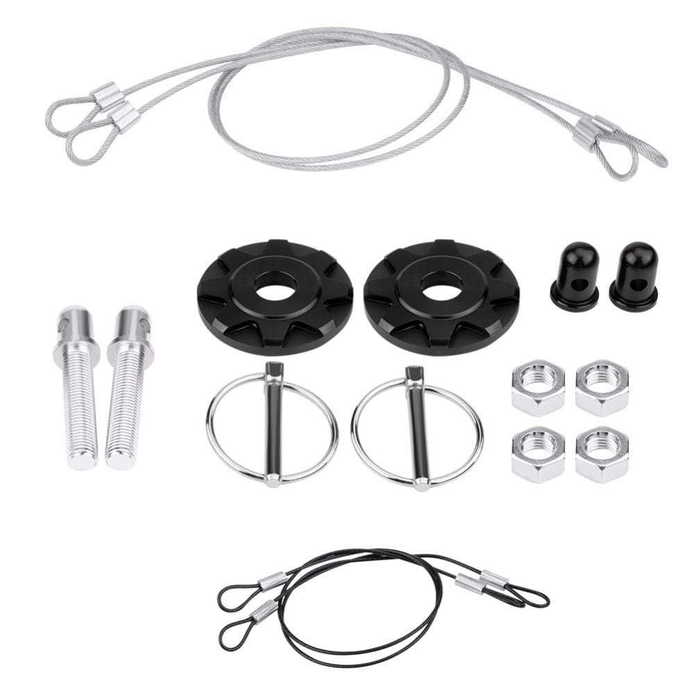 Perno del cofano, blocco del perno del cofano in lega di alluminio CNC, kit di blocco del perno del cofano universale, nero
