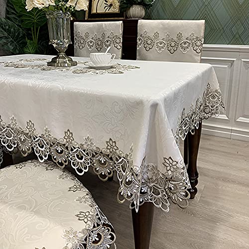 Nappe de table ronde et rectangulaire broderie dentelle de luxe fleur HM98