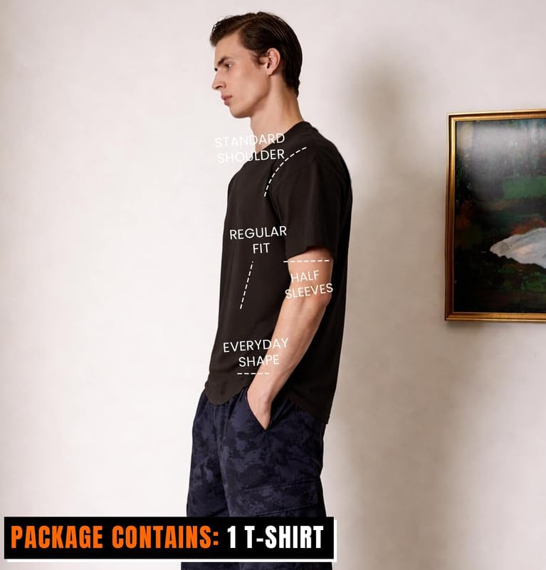 Image of Sleepynuts Men's Regular Fit Round Neck Half Sleeves Solid Casual Wear T-Shirt