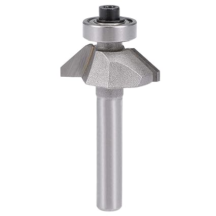 uxcell Chamfer Router Bit 1/4 Shank 5/16 inch Diameter 45 Degree Carbon Steel Bearing for Carpentry Woodworking