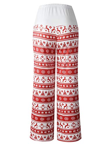Image of iChunhua Women's Comfy Stretch Floral Print Drawstring Palazzo Wide Leg Lounge Pant