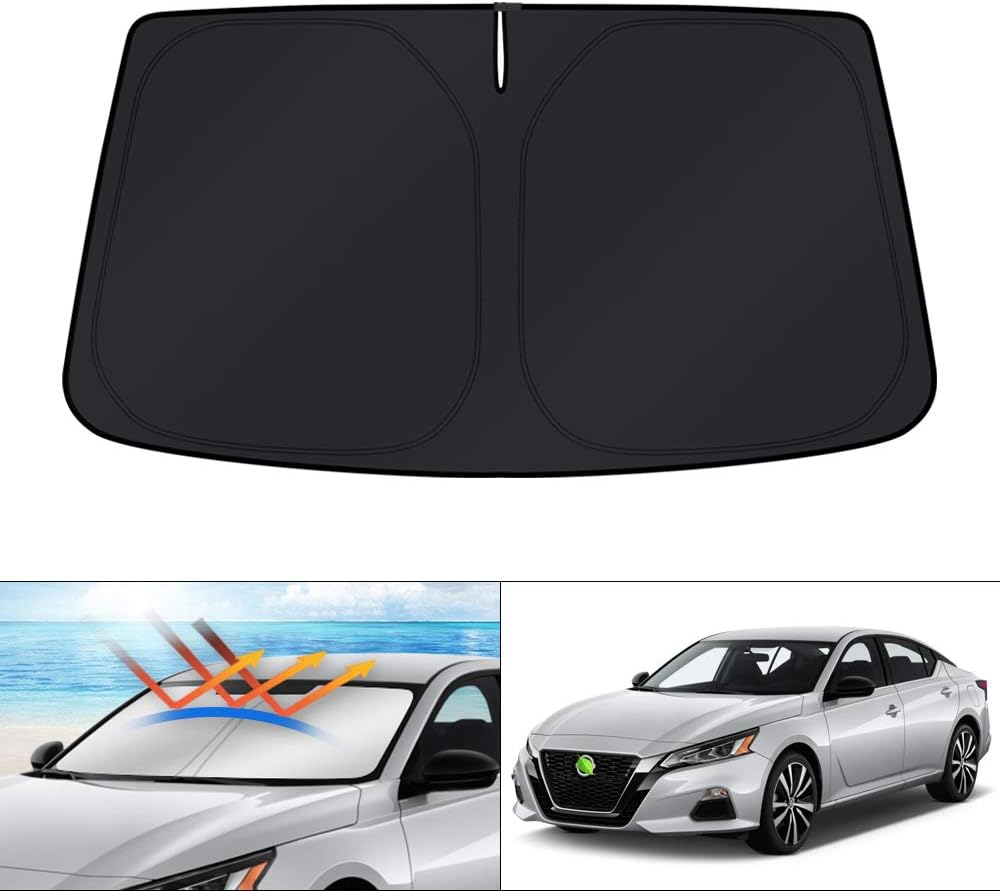 Windshield Sun Shade for 2019-2025 2026 Nissan Altima Accessories, Custom Fit Car Front Sun Visor Window Shade Protector Foldable Blocks UV Rays Keep Car Cooler