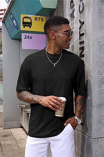 YawYews Mens Fashion Short Sleeve Tshirts Workout Oversize Pullover Solid Color Casual Tees3