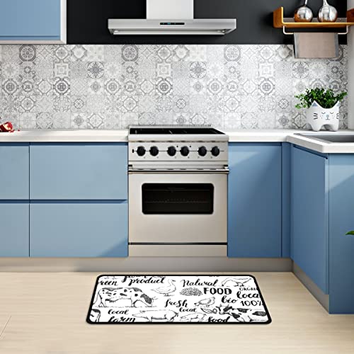 Kitchen Rugs Runner Farm Animals Pig Cow Rooster Duck Comfort Floor Mat Bath Mats Bed Desk Bathroom Area Rug Long Doormat Carpet Home Hotel #TOP1