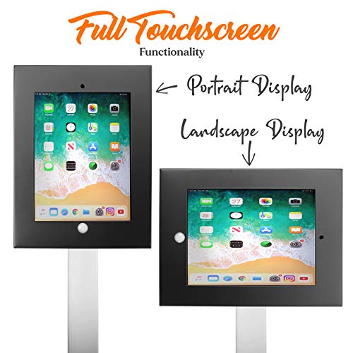 Image of Pyle Home iPad Compatible Tablet Stand, Tamper Proof Screen Holder, 27.56'' - 43.31'' Adjustable AntiTheft Floor Stand, Works With 9.7'' Touchscreens, Cable Management, Durable Design For Public Use