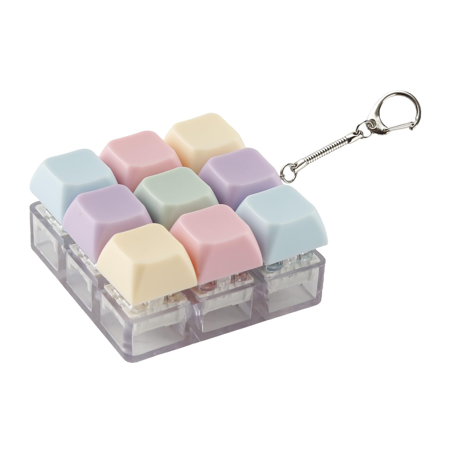 Wellrun Keyboard Fidget Toy 9 Keys,Colorful Clicker Stress Relief Keychain