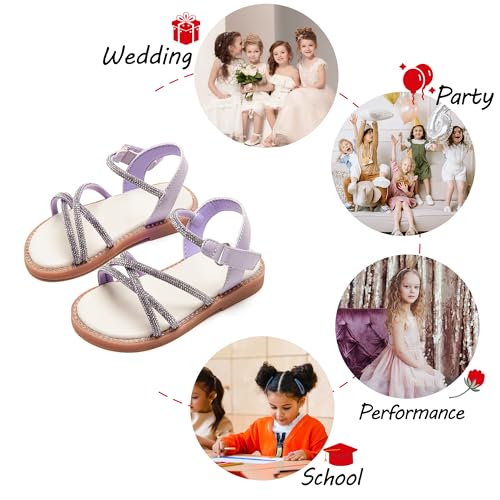 Image of PHIRAMIN Toddler Flower Girl Sandals - Girl Dress Shoes Toddler Little Kid Wedding Party