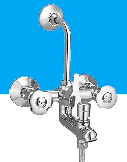 MAYUR �CICH SLEEK-80, Brass 3 in 1 Wall Mixer Tap for Bathroom with Over Head Shower and Hand Shower Set Arrangement (Chrome Finish)