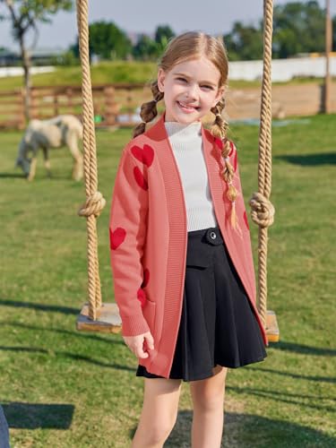 Image of Girls Cardigan Kids Open Front Oversized Sweater with Pockets | Casual Cardigans, Soft Knit, Long Sleeve, Uniform Cardigan for Girls, 7-14 Years