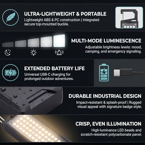 Luz LED para insignia de camping y advertencia en mochila para rutas nocturnas seguras 5