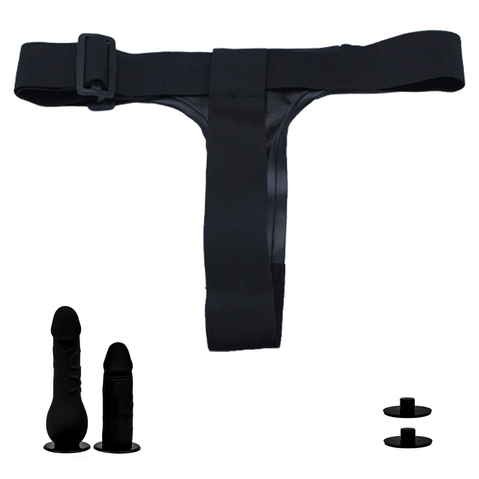 BDSMYEE Strap-on con 2 Dildo per Donna, Dildo Strapon Doppio Fallo Strapon Masturbazione SM Giocattolo Erotico Doppio per Donne Uomini (Nero)