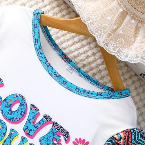 Image of Girl 2pcs set with ruffle sleeves top flared pants spring summer short sleeves 4-12Y