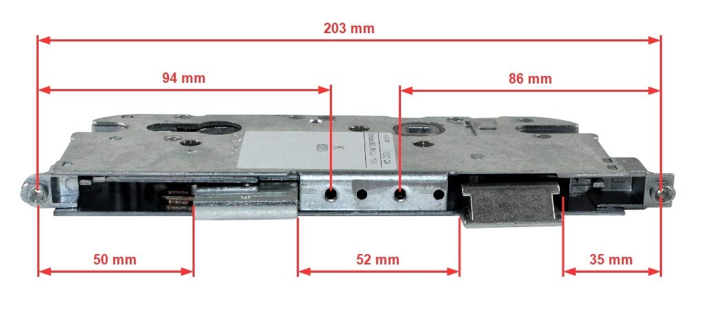 GU Secury Reparatur Schlosskasten Hauptschloss 6-33080-AB-0-1 oder auch K-20046-HO-0-1, Dornmaß: 55mm (52,5mm) / Entfernung: 72mm, incl. SN-TEC® Montagematerial & SN-TEC® Montageanleitung