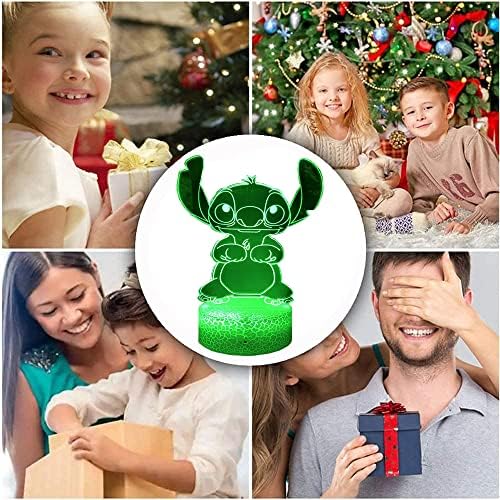DAXIAO Stitch Night Light, lilo and Stitch Gifts 3D LED Remote Control Stitch Lamp 16 Color Stitch Light for Christmas Stitchs Gifts Children's Room Decoration Holiday Gifts (Night Light)
