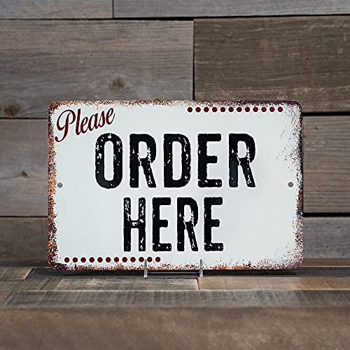 Order Here Sign Putty Restaurant Cafe Pick Up Signs Coffee Shop Decor Vintage Diner Rustic Wall Décor Gift 8 X 12 High Gloss Metal 208120061056 #TOP3