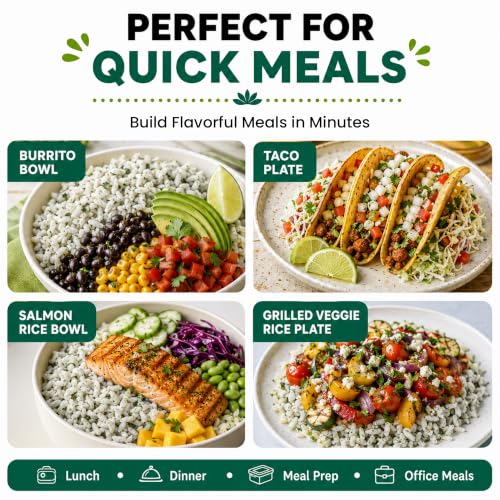 Image of Regganic Organic Cilantro & Lime Rice - USDA Organic Ready to Eat Rice, 8g Protein & 6g Fiber per Pouch, Microwave Rice Ready in 1.5 Minutes, Vegan Gluten-Free Non-GMO, 8.8 oz Pack of 6
