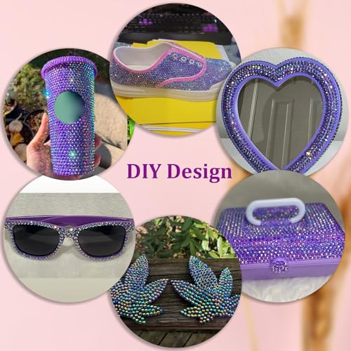Resin Jelly Rhinestones for Crafting with B7000 Jewelry Glue, 2 Boxes Dark Purple AB Flatback Crystals with 3Pcs 10ml Glue, Bedazzling Non Hotfix Gems for DIY Tumblers Clothing Shoes Manicure - Thumbnail 5