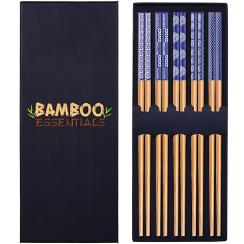Premium Quality Bamboo Chopsticks Set, Eco-friendly & Reusable Sushi Utensils, Lightweight Natural...