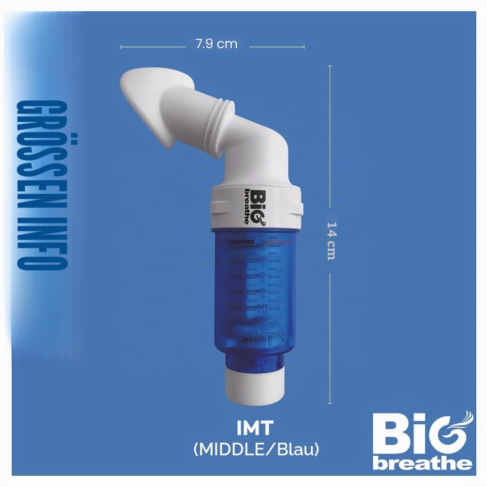 Bigbreathe IMT Mittel (Blau) | Inspirationsmuskeltrainer für Hobbysportler und Sänger, Atemtrainingsgerät, kompakt und leicht zu reinigen