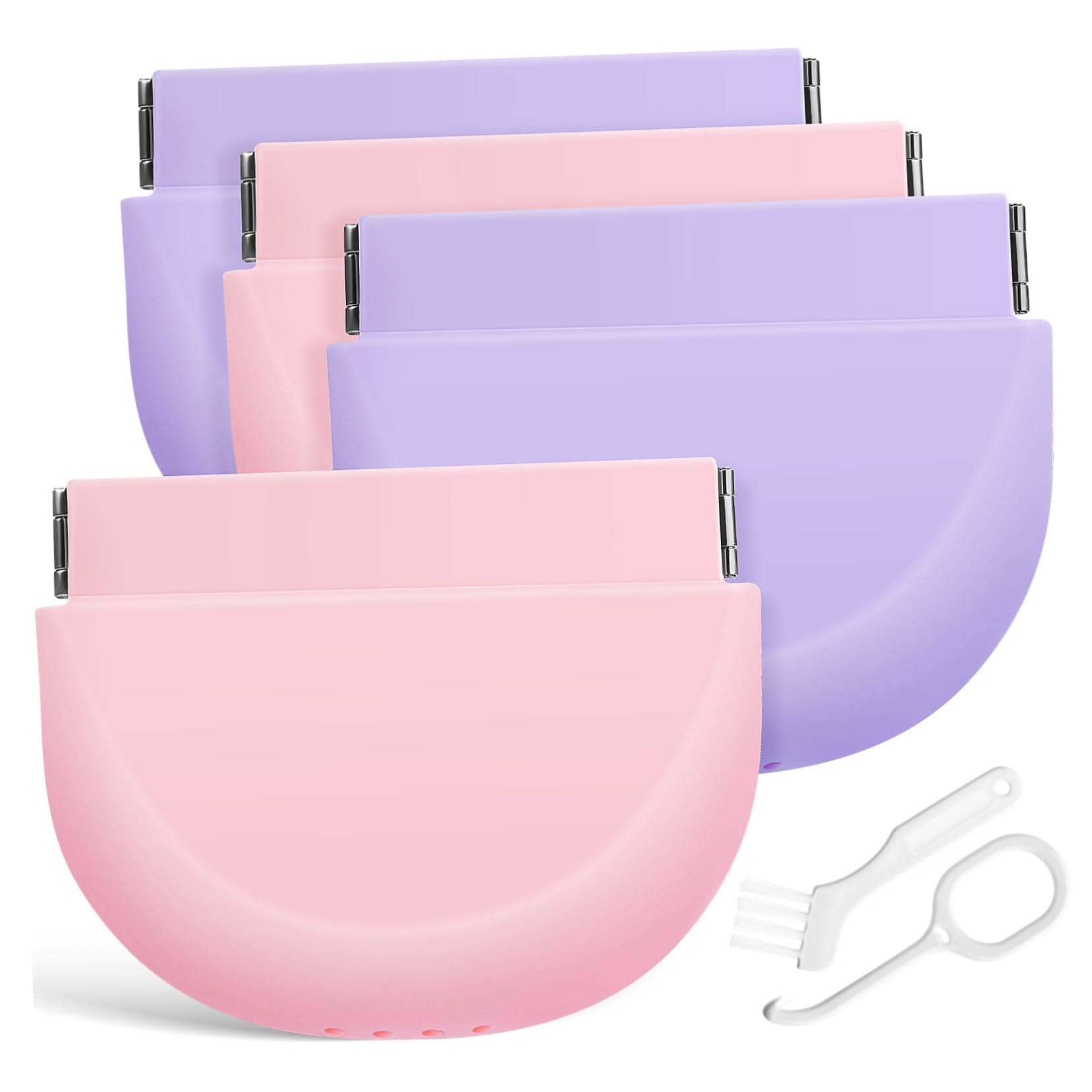 Custodia per Apparecchio Ortodontico in Silicone, 4 Pezzi | Contenitore Slim Rosa, Leggero e Facile da Trasportare, per Pulizia e Conservazione