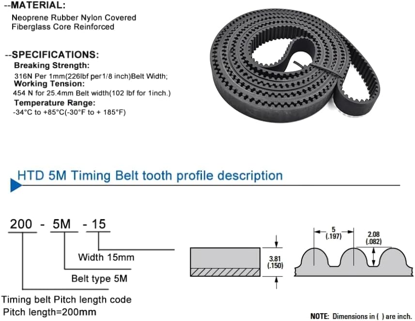 1pc 1165-5M-25mm High-torque Chloroprene Rubber Timing Belts(1165-5M-25mm)
