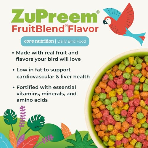 ZuPreem FruitBlend Bird Pellets, Daily Bird Food for Parakeet, Budgie, Parrotlet, Dove, Core Nutrition for Small Birds, Made in USA, Parakeet & Budgie Food (S, 2 lbs) - Image 6