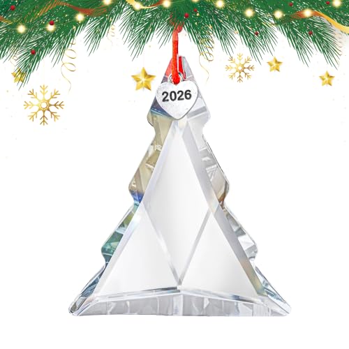 2026 2.7 Inch Crystal Christmas Tree Hanging Ornament Clear Glass Decor