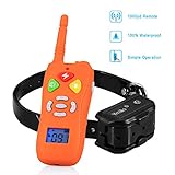 Dog Training Collar, Ymiko 1000ft 100% Waterproof Rechargeable Dog Shock Collar Remote Transmitter with Beep/Vibrating/Shock Electric Mode for All Sizes Dogs(Orange)