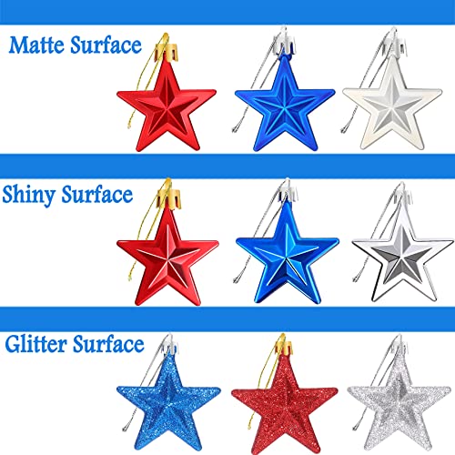 JULMELON-36Pcs-Patriotic-Star-Ornaments-Memorial-Day-Independence-Day-Labor-Day-Veterans-Day-Decorations-for-Home-Party-Christmas-Tree-Decor-Blue-Red-and-Silver JULMELON 36Pcs Patriotic Star Ornaments Memorial Day Independence Day Labor Day Veterans Day Decorations for Home Party Christmas Tree Decor Blue Red and Silver