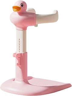 Adjustable Baby Shower Stand, 88 lb Load Capacity, for Babies 8-24 Months | 8.5-25.2 in Height, 9.8-13.8 in Handrail Width, Anti-Slip Base with Drainage Holes, Duck Design, ABS and Silicone A