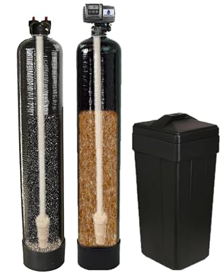 Fleck Combo Package Abundant Flow Built 5600SXT 48,000 Grain Water Softener with Upflow Filter (10% Resin with Carbon), Blue