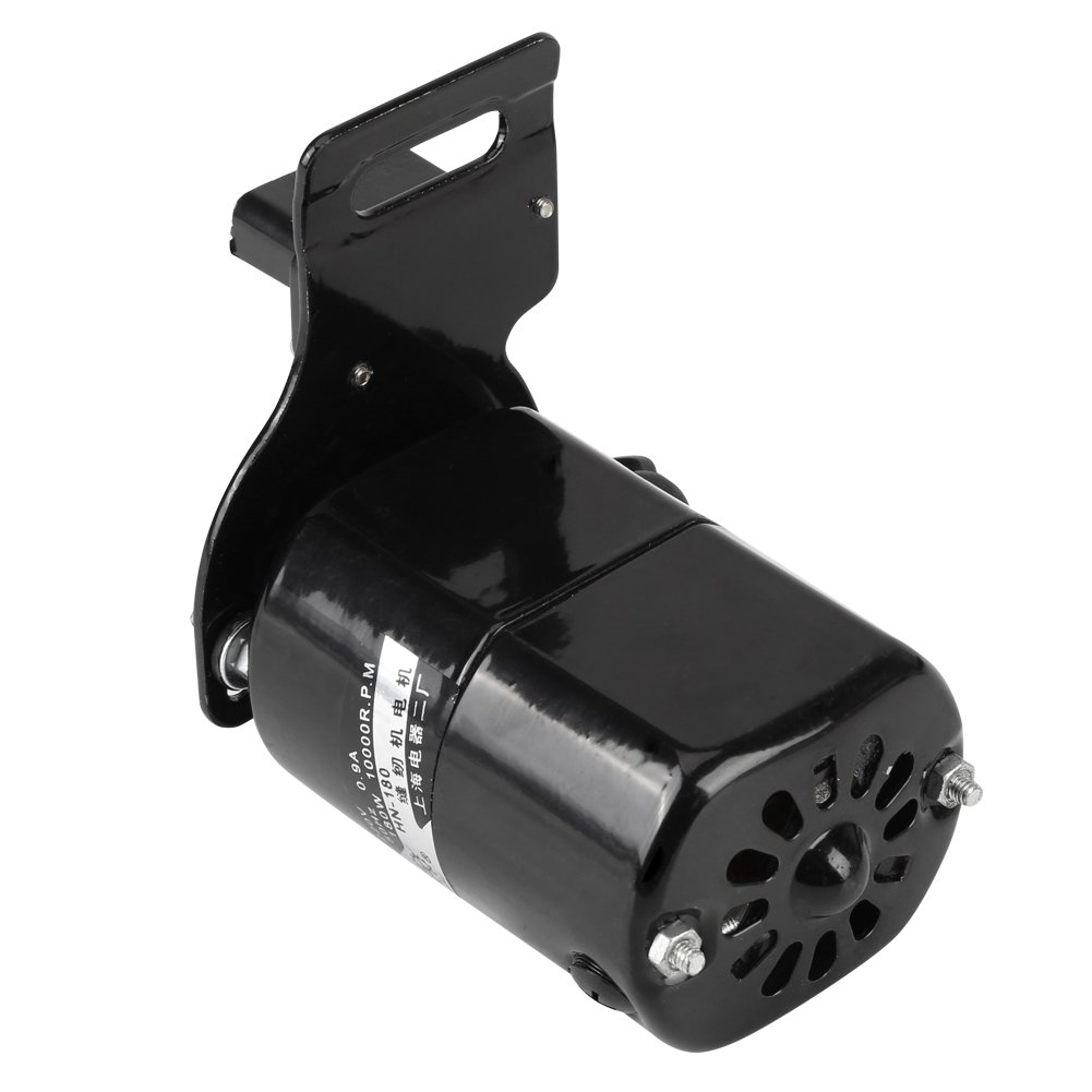 Motor para Máquina de Coser 180W, 10000 RPM, Negro, con Pedal de Pie, Cinturón y Escobillas de Carbón, Compatible con Alfa, Singer, Sigma