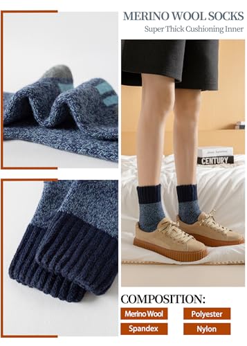 Wool Socks for Mens, 5 Pairs Thermal Warm Hiking Super Thick Crew Work Cushion Sock for Men Winter Cold Weather2