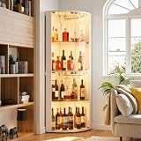 Elancee LED Vitrine d'angle en Verre,Moderne Cave à Vin avec éclairage Dynamique et Un Meuble de Rangement,159 CM Casier avec Porte Vitrée pour Salon,Chambre,Blanc