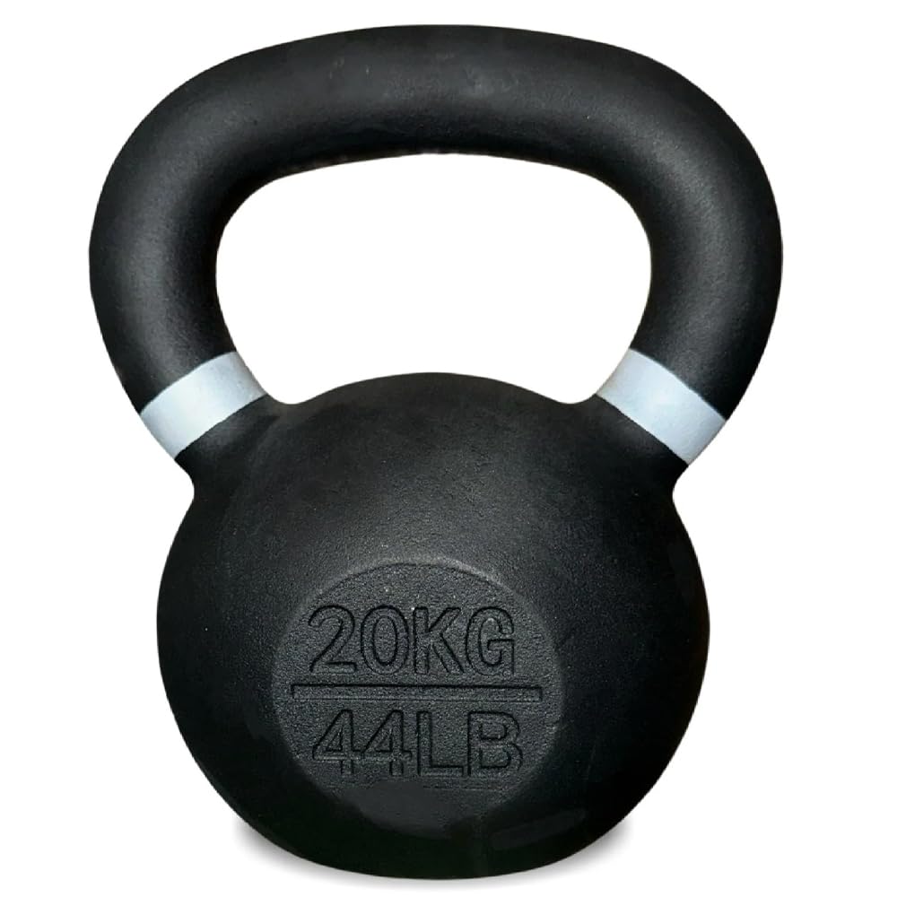 Cast Iron Kettlebell for Home Gym Strength Training, Wide Grip Handle, Flat Base, Anti-Rust Finish, Single or Set, 2kg to 40kg (20kg-Single)