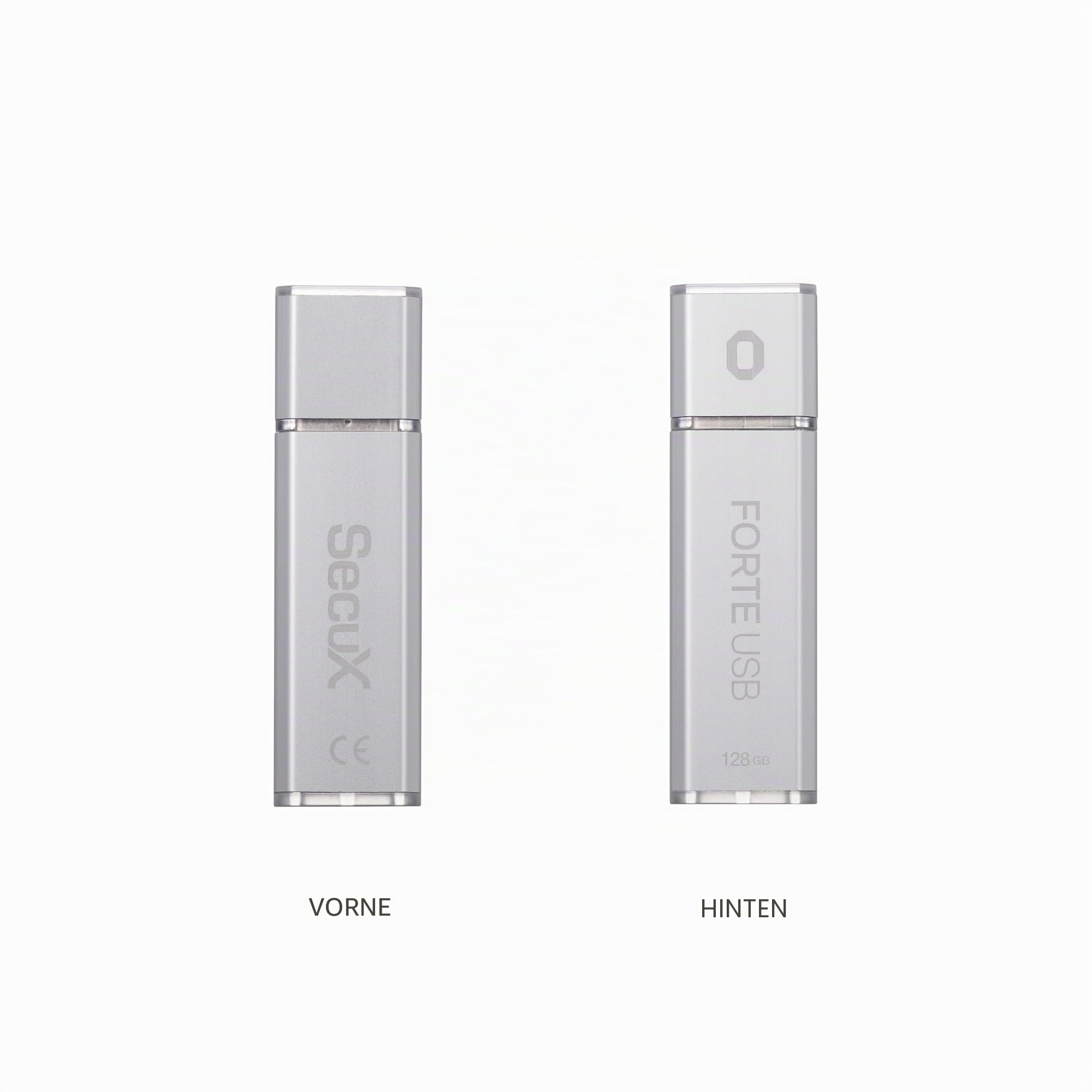 SecuX Forte - Verschlüsselter USB-Stick - USB 3.2 Gen 1 - XTS-AES-Verschlüsselung - Passwortauthentifizierung - Automatische Sperrung - Silbernes Metallgehäuse (128 GB) (128, GB)
