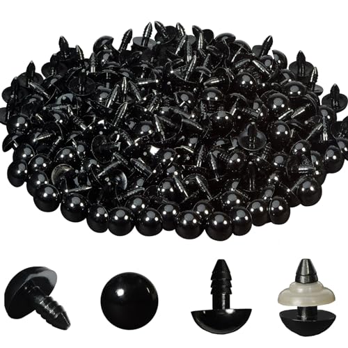 Zhbrchz 320pcs Include 160pcs 12mm Black Plastic Safety Eyes Crafts Safety Eyes with 160pcs Washers for Amigurumi Crochet Bears Stuffed Animals Doll Making