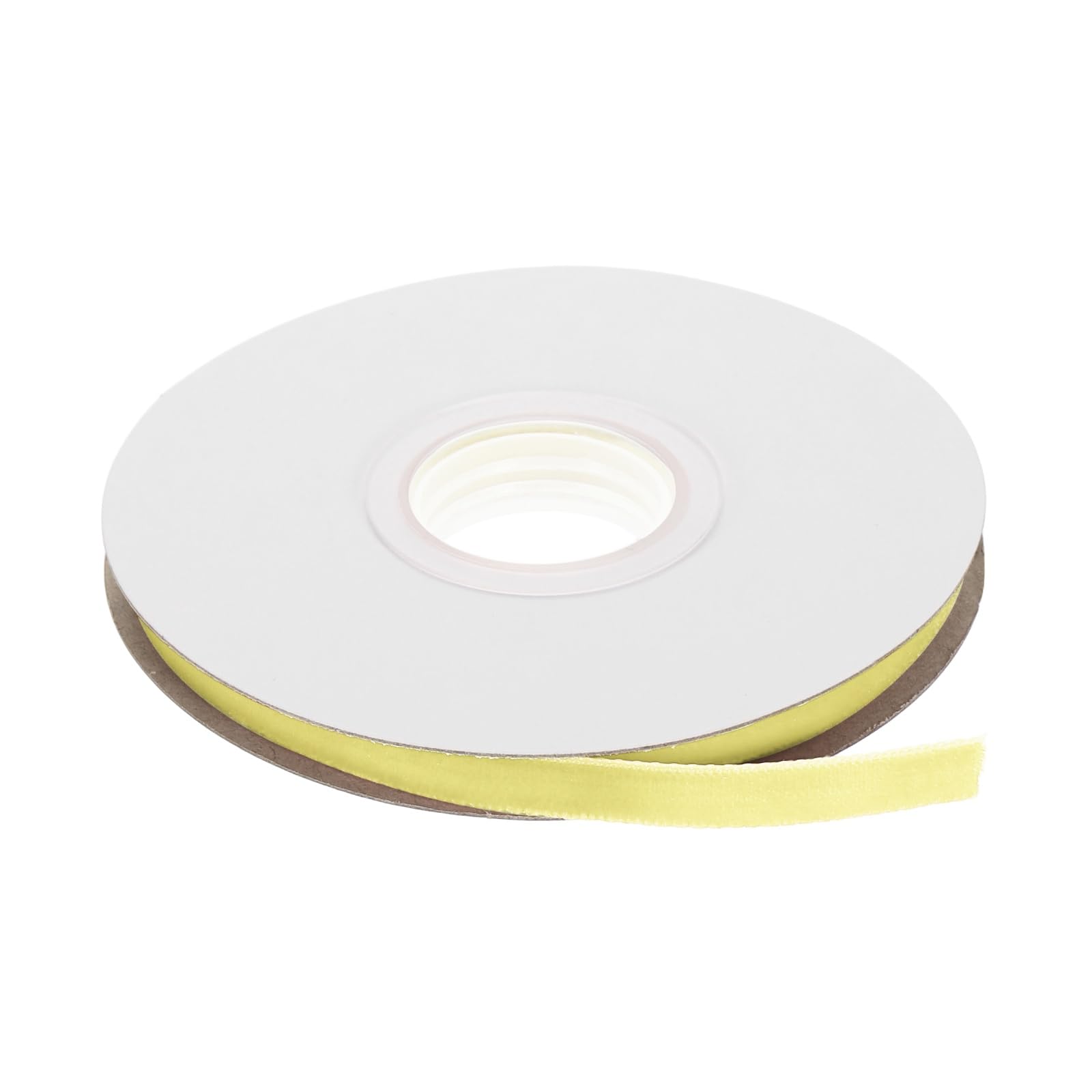 sourcing map Velvet Ribbon 6mm x 4.6m Single Face Spool Silky Velvet Fabric for Bouquets DIY Crafts Gift Wrapping Wedding Party Light Yellow