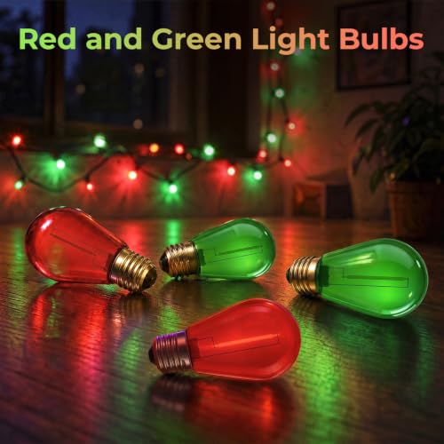 Image of GvvooHome 24 Pack S14 Red and Green Outdoor Light Bulbs for String Lights