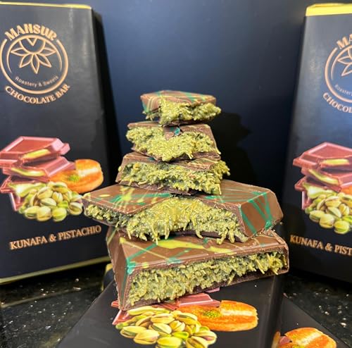 MANSUR Dubai Chocolate Large 190g Viral Pistachio Knafeh Milk Chocolate Bar Premium Gourmet Treat for Christmas Birthdays Easter & Celebrations (Please put in the fride 30-45 mins before opening)