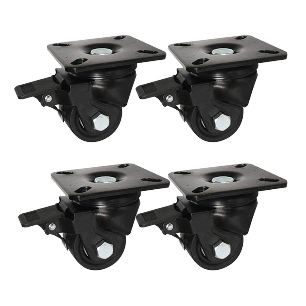 Ruote girevoli per carichi Pesanti da 2", Set di 4 Ruote a Basso Profilo da 3", capacità di carico 500 kg, Ruote in Nylon Resistenti per carrelli industriali, Design Resistente all'Usura