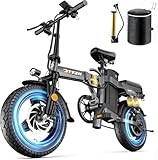 DTTZH A12 1000W Folding Ebikes for Adults, 28MPH Electric Bike Foldable, 14' Commuter Foldable Ebike, 750W Motor Folding Electric Bicycle, 48V 15Ah Battery UL 2849 Certified, 60 Miles Range (Gray)