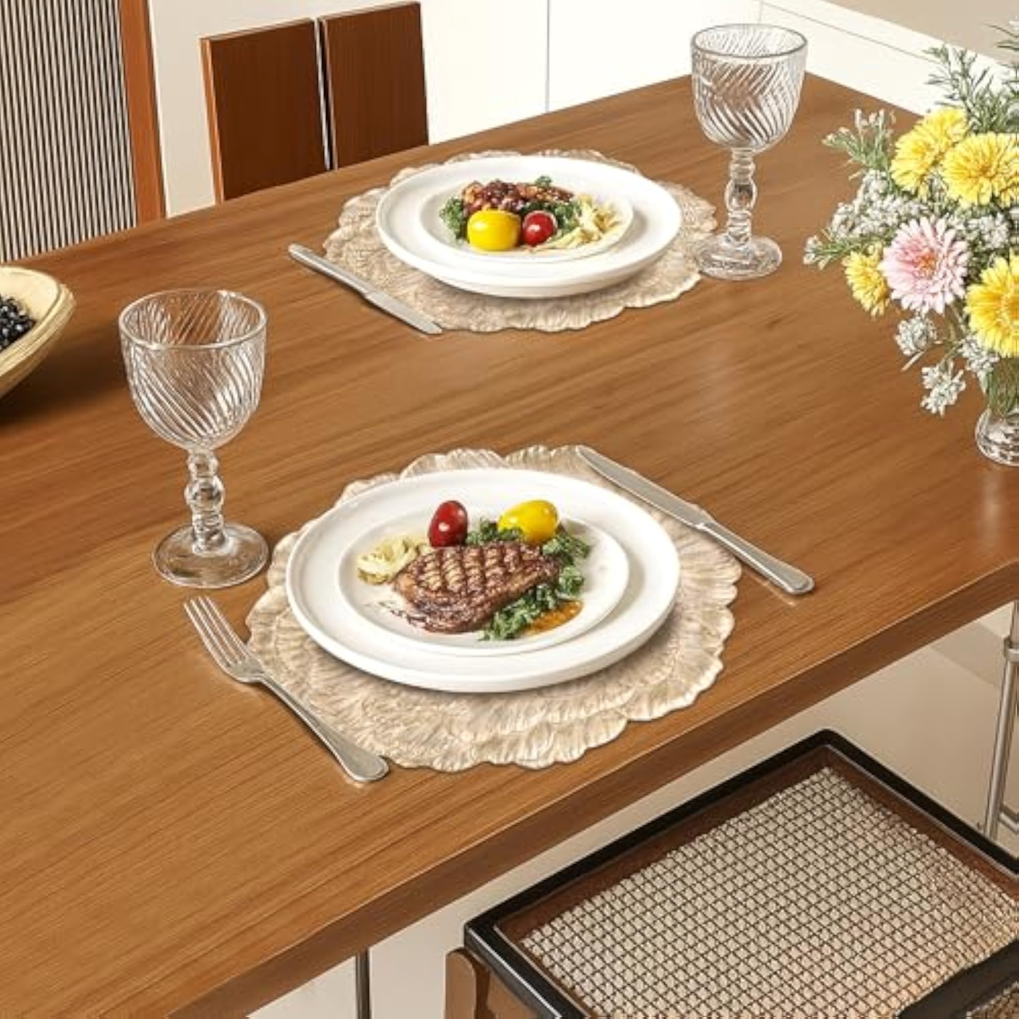 15 Inch Soft Leather Dining Table Mat Set of 12