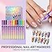12 Colors Art Markers Set with Nail Stickers, 0.5mm Nail Polish Pens, Professional Waterproof, Quick-Drying 3D Drawing Dotting Liner Brush, Essential Manicure Tools Kit for Nail Art Beginners