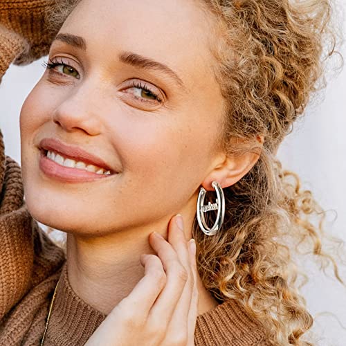 Image of Stainless Steel Chunky Hoop Earrings For Women, Minimalist and Chic, Black /Gold Plated, Round Hoops Earrings Hypoallergenic, Size: 30mm /40mm /60mm /80mm, Come with Box