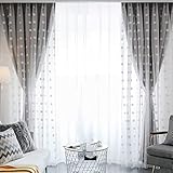 cortinas lunares blancos ♥ Múltiples funciones: Ideal para su Adecuado para dormitorio, sala de estar, comedor, sala, villa, etc. Estos paneles están en capas para aumentar el atractivo, hacer que su habitación sea brillante y proporcionar privacidad confiable.