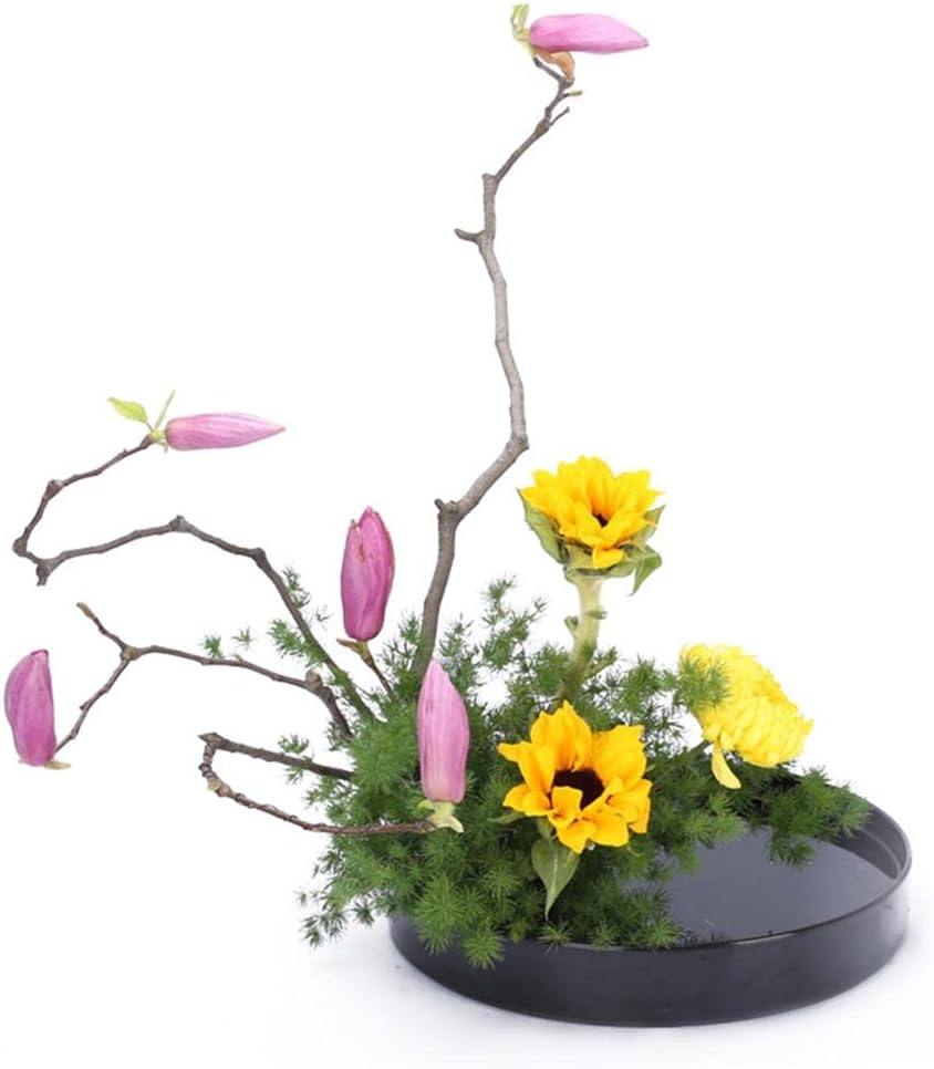MagiDeal Plastic Round Ikebana Suiban Vase Pot Bonsai Flower Container, Black 33cm
